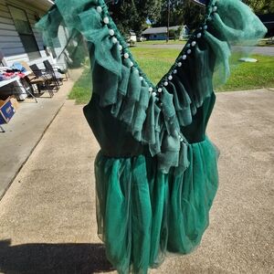 Green Ruffled Tulle Dress